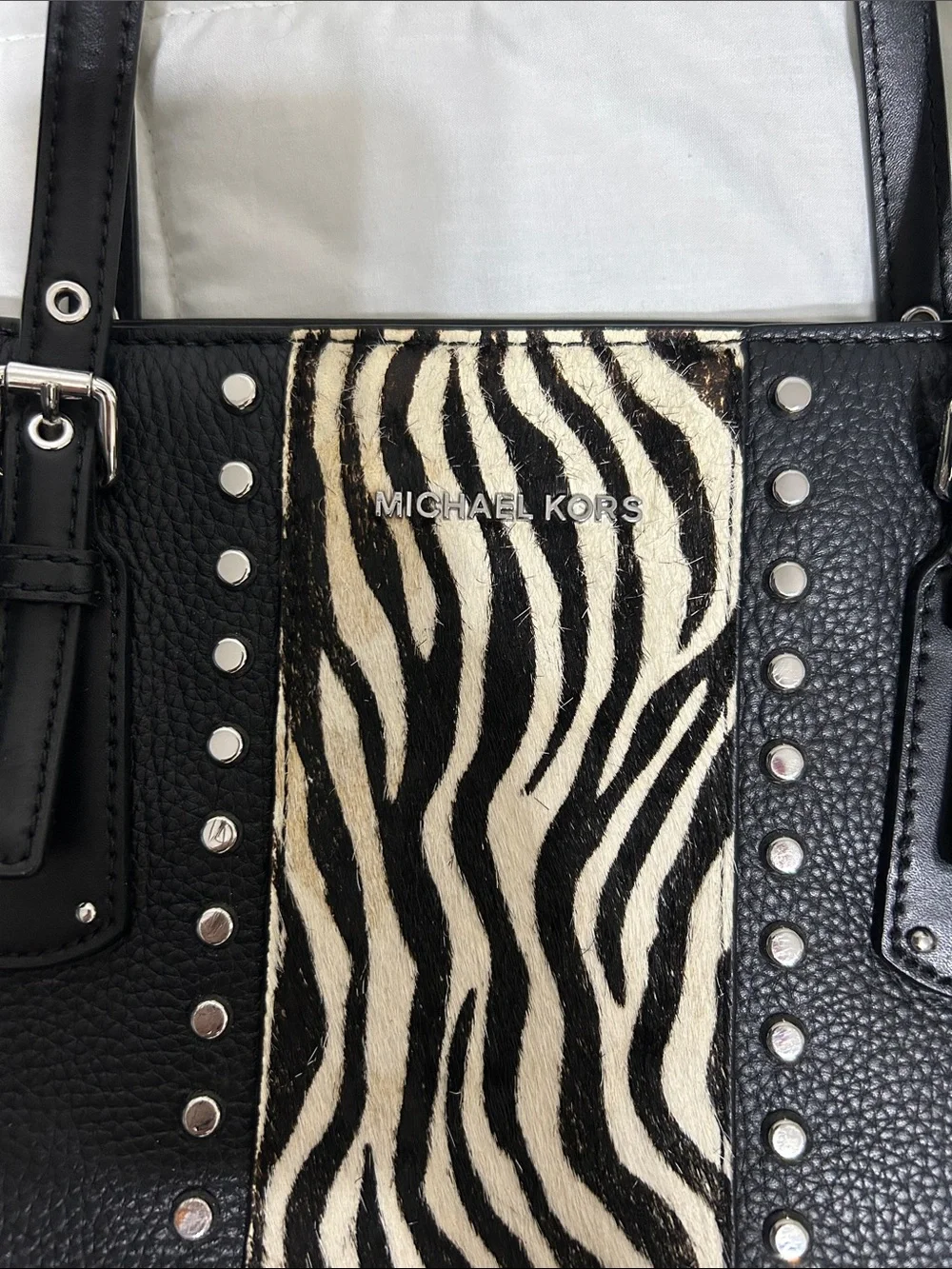 Michael Kors Black Zebra Tote Bag